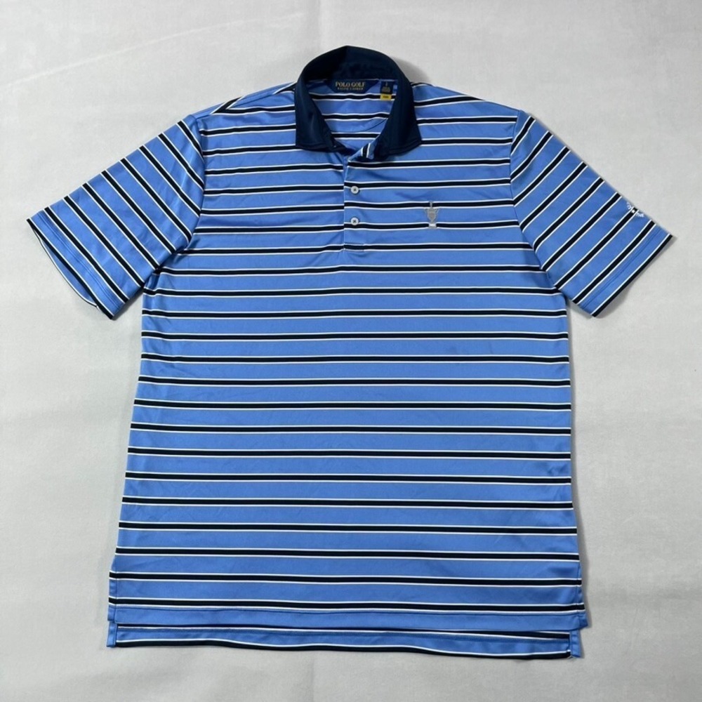 Polo Golf Ralph Lauren Polo‎ Shirt Men Large Blue Stripe 2022 US Open Volunteer